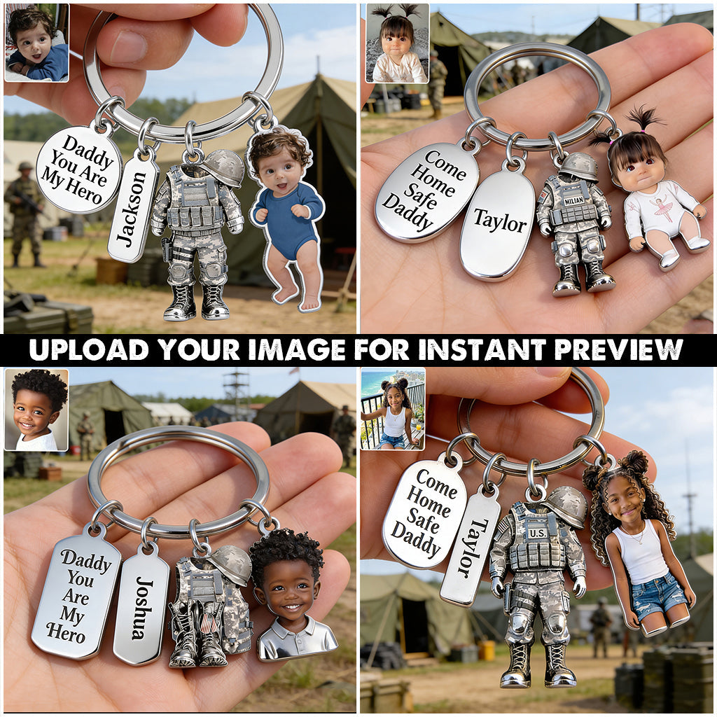 Come Home Safe Daddy - Personalized Veteran Premium Keychain With Charms