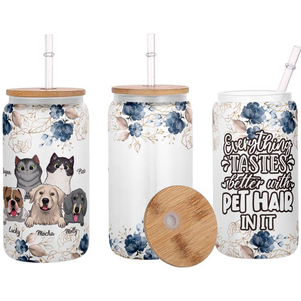 Everything Tastes Better - Cat gift for dog lover - Personalized Can Glass