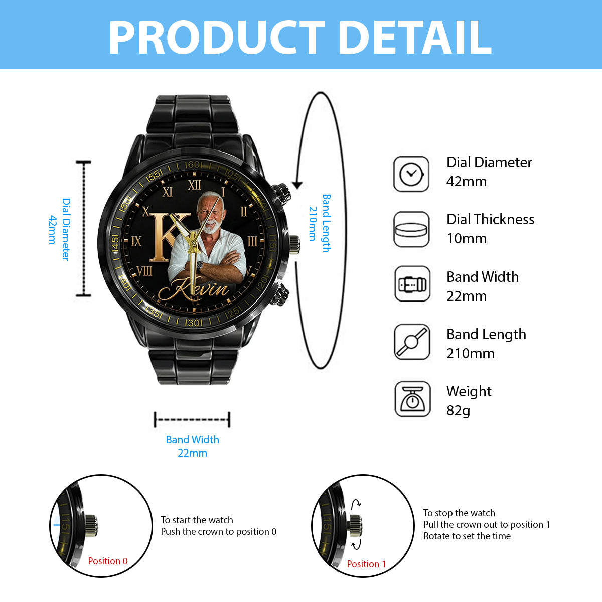 Initial Name Letter Gift For Gentleman - Personalized Real Men Hand Watch