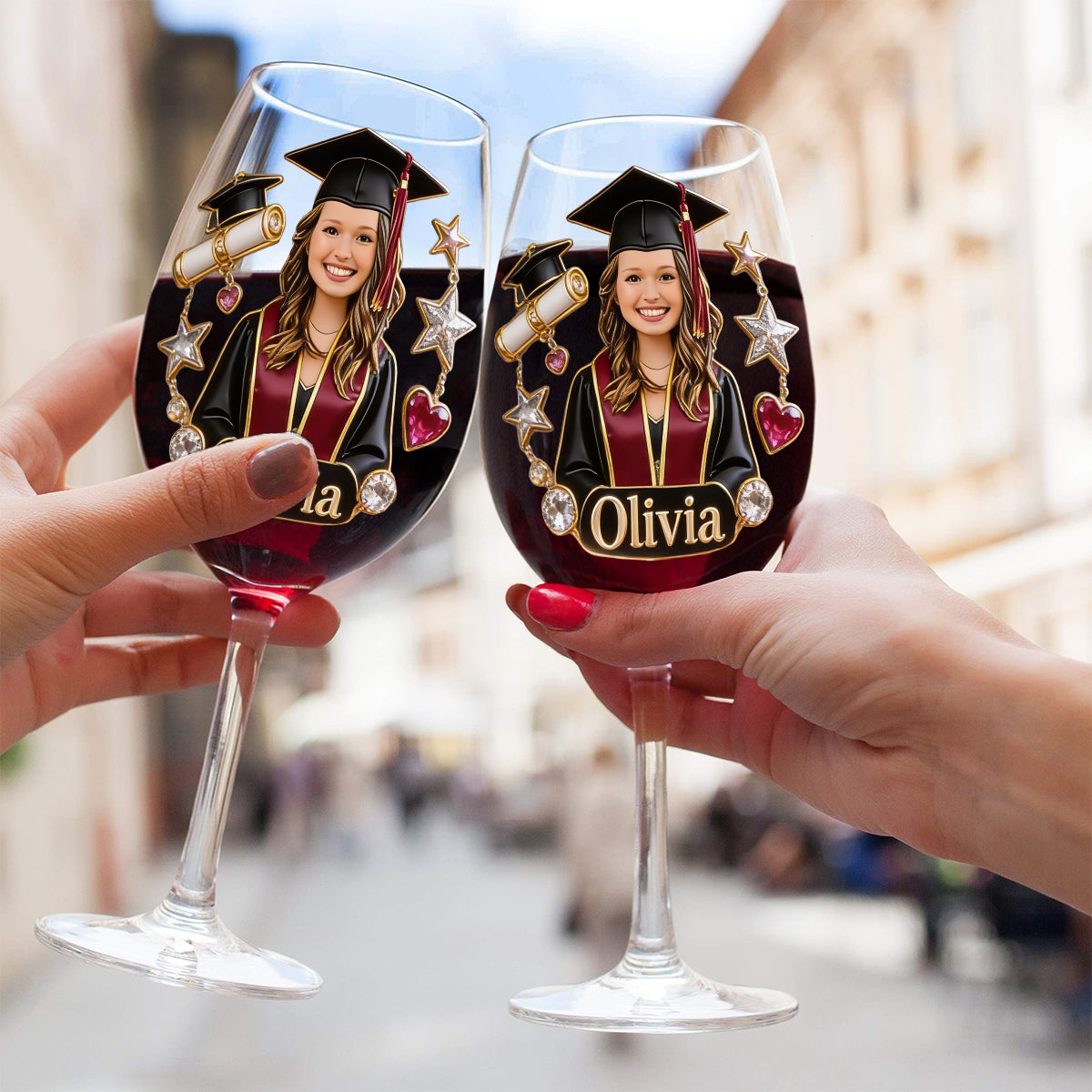 Custom Any Photo Graduation Party Gift - Personalized Graduation Wine Glass With Long Stem