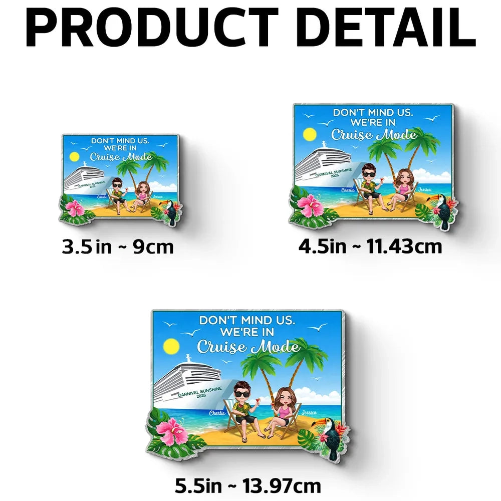Personalized Cruise Partners For Life Acrylic Magnet, Beach Chair Couple by Cruise Ship, Unique Cruise Door Gift
