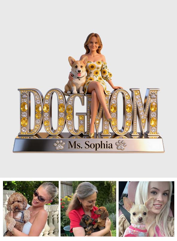 Bling Dog Mom - Personalized Dog Custom Shaped Acrylic Plaque
