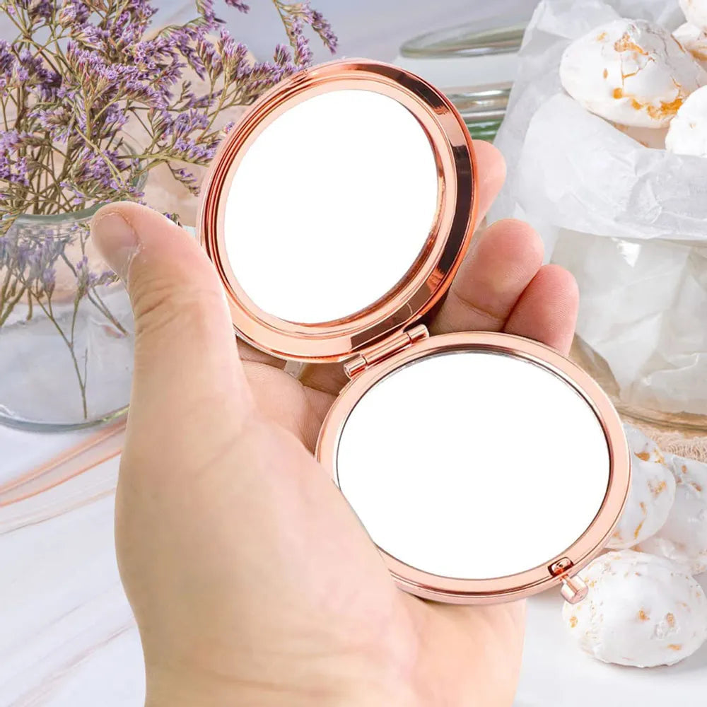 Personalized Metal Compact Mirror with Butterfly Quote, Encouraging Gift for Daughter or Friend, Braver Stronger Smarter Loved