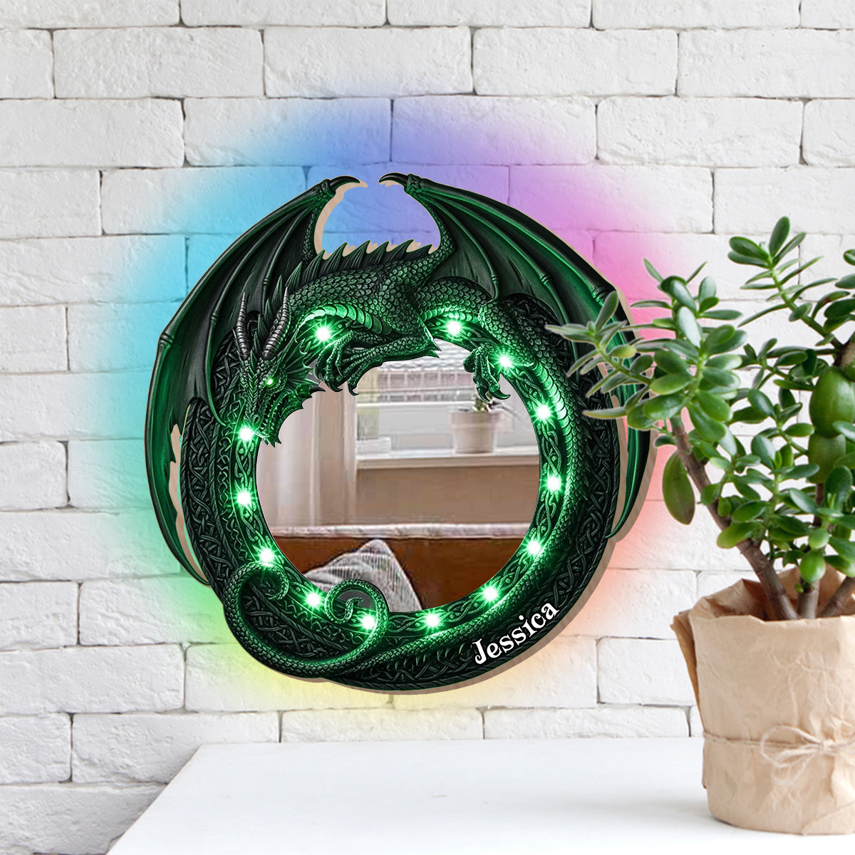 Amazing Dragon - Personalized Dragon Wall Mirror With LED Light