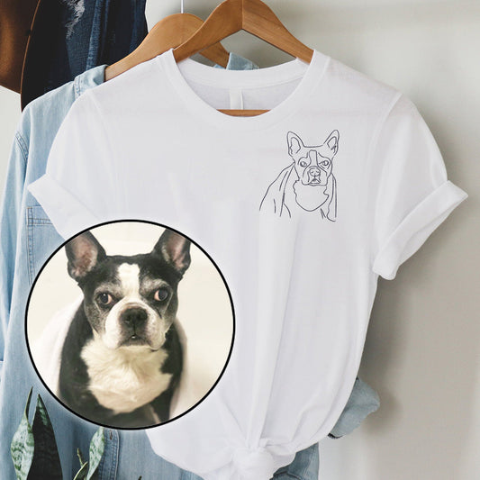 Custom Line Art - Personalized Dog Embroidered T-shirt