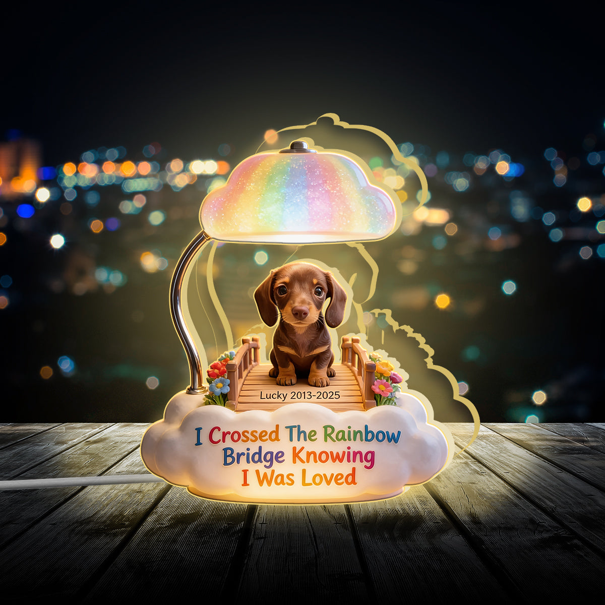 I Crossed The Rainbow Bridge - Personalized Dog Acrylic LED Night Light