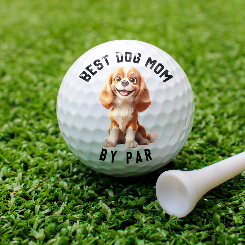 Personalized Best Dog Dad Golf Ball with Cute Dog Cartoon, Funny Unique Gift for Golf Lovers
