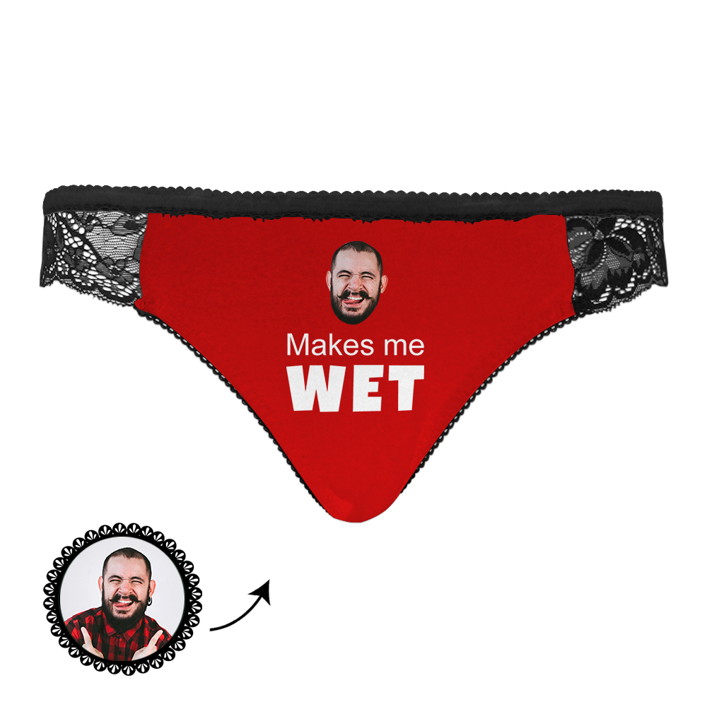 Custom Face Women Lace Sexy Panty - Personalized Couple Black Lace Panties
