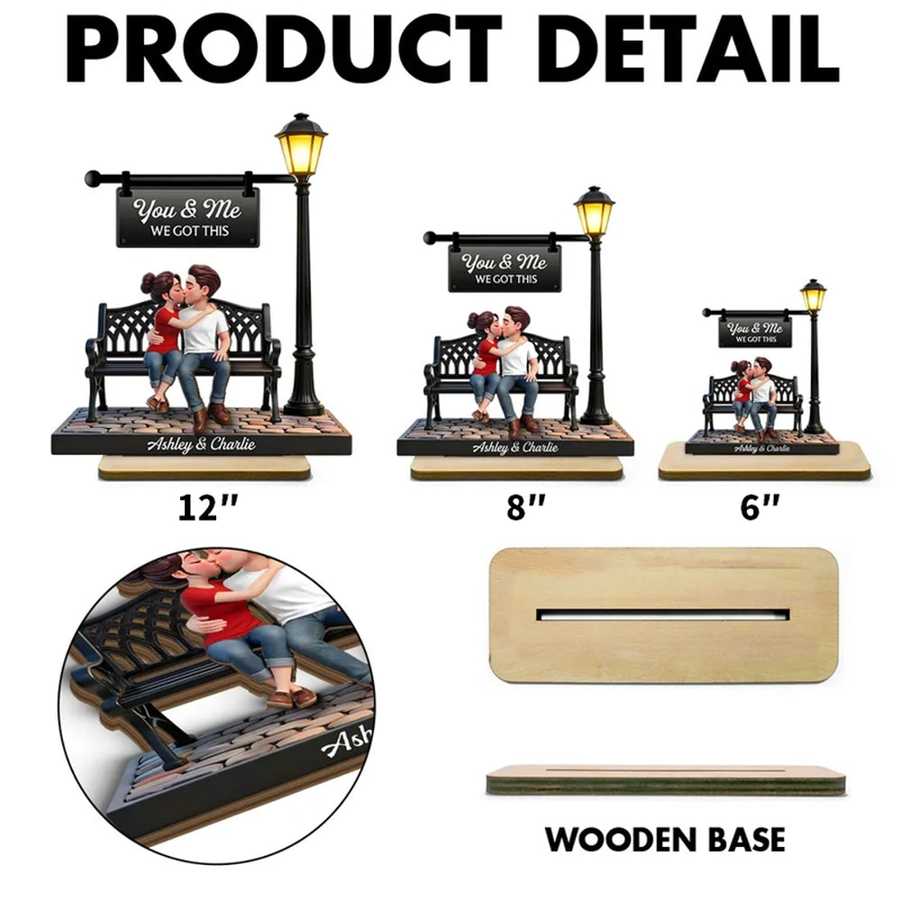 You & Me We Got This Personalized 2-Layer Wooden Plaque Sweet Couple Bench Kiss Keepsake A Heartwarming Gift for Couples