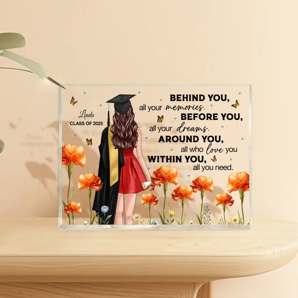 Floral Acrylic Graduation Keepsake for Class of 2025, Inspirational Gift for Her or Him