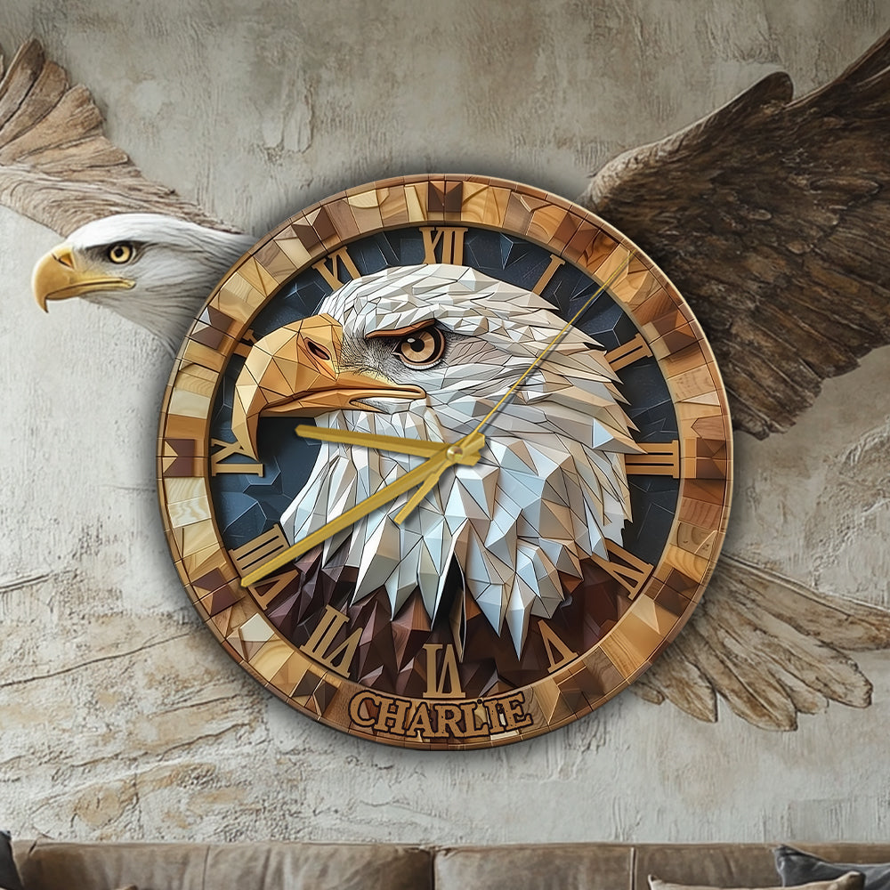 Love Bald Eagle - Personalized Bald Eagle Wall Clock