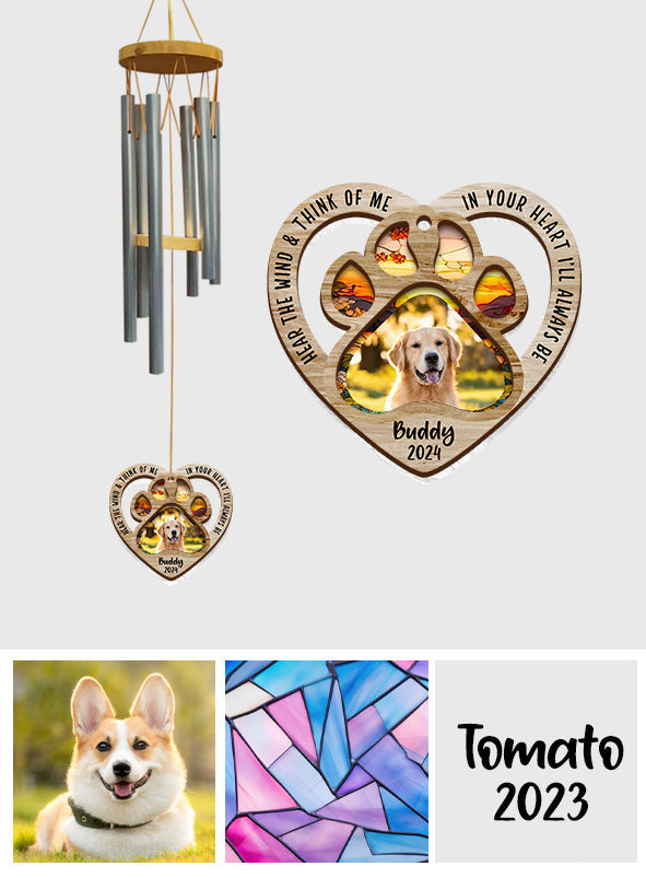 Hear The Wind And Think Of Me - Personalized Dog Wind Chime Suncatcher