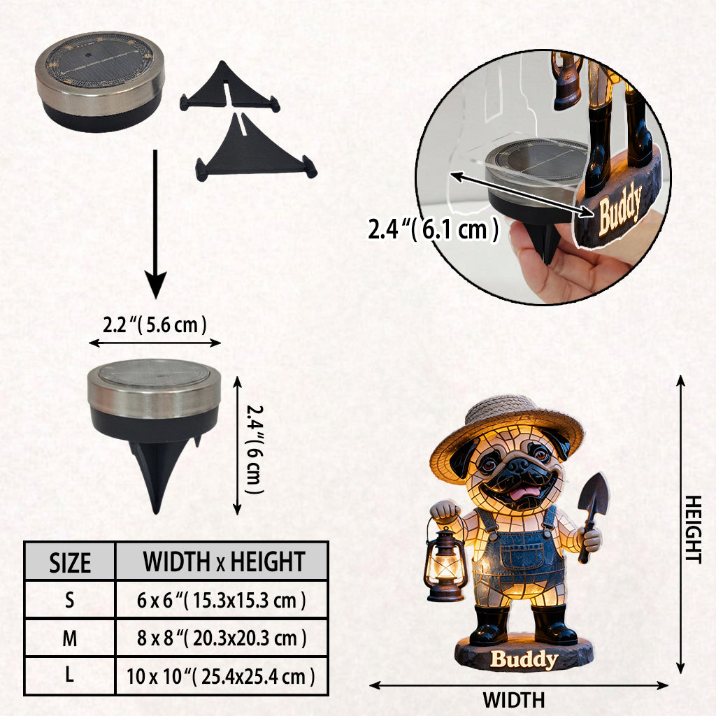 Custom Any Photo Gardening Decoration - Personalized Dog Solar Acrylic Light