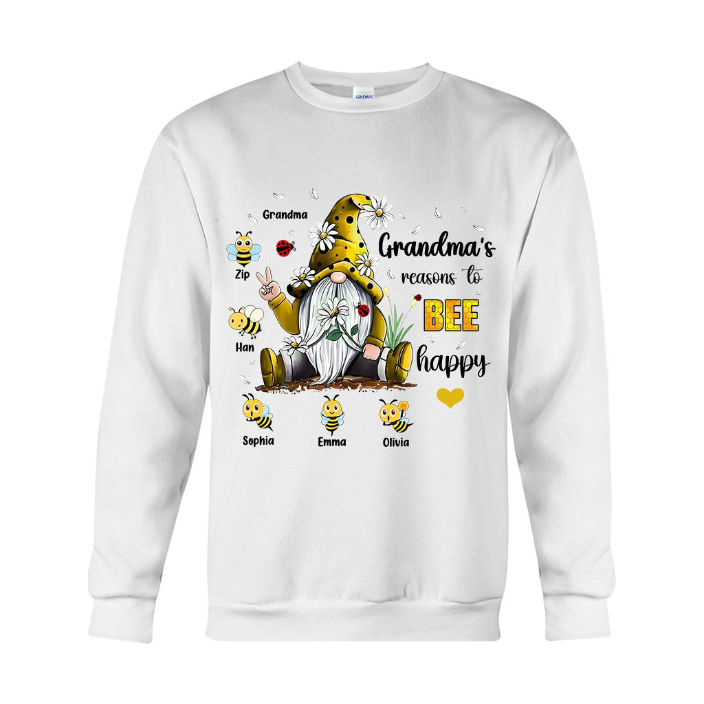 Grandma's Reasons To Bee Happy - Personalized Grandma T-shirt And Hoodie