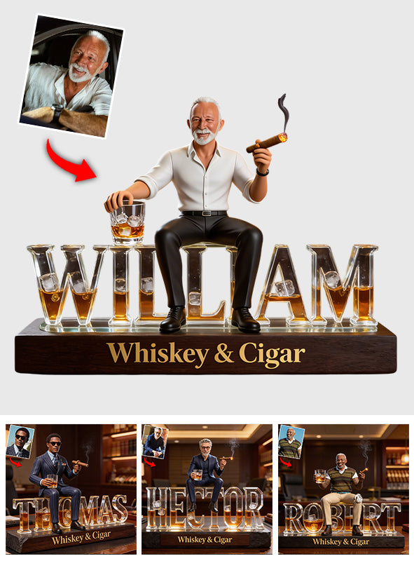 Custom Any Photo Whiskey & Cigar - Personalized Whisky Custom Shaped Acrylic Plaque