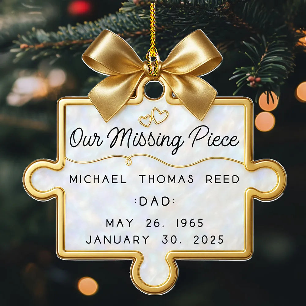 Personalized Memorial Puzzle Piece Acrylic Ornament - In Loving Memory Sympathy Gifts for Loss of Loved One