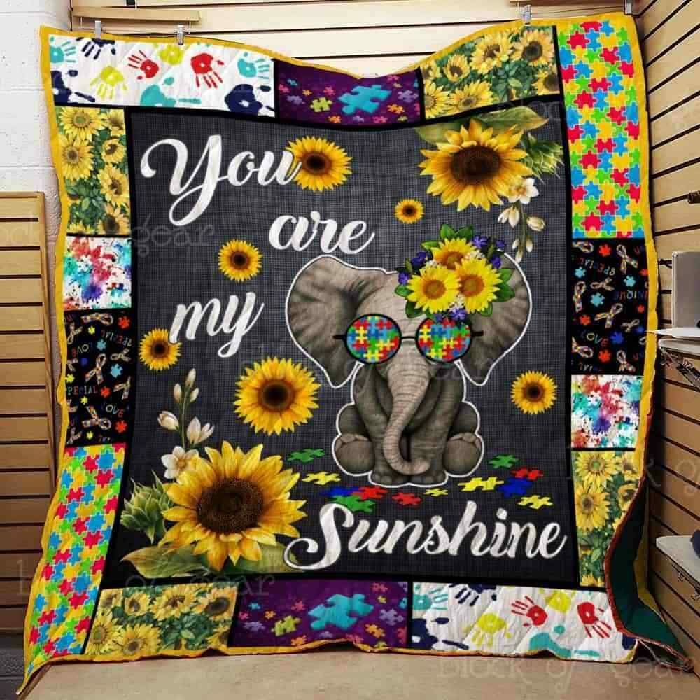Autism Elephant You Are My Sunshine - Autism Awareness Quilt 0921