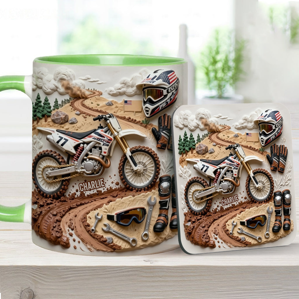 Cool Dirt Bike, Motocross - Personalized Dirt Bike Accent Mug & Coaster