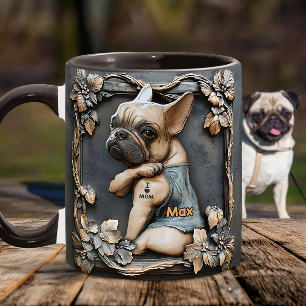I love Mom - Personalized Dog Accent Mug