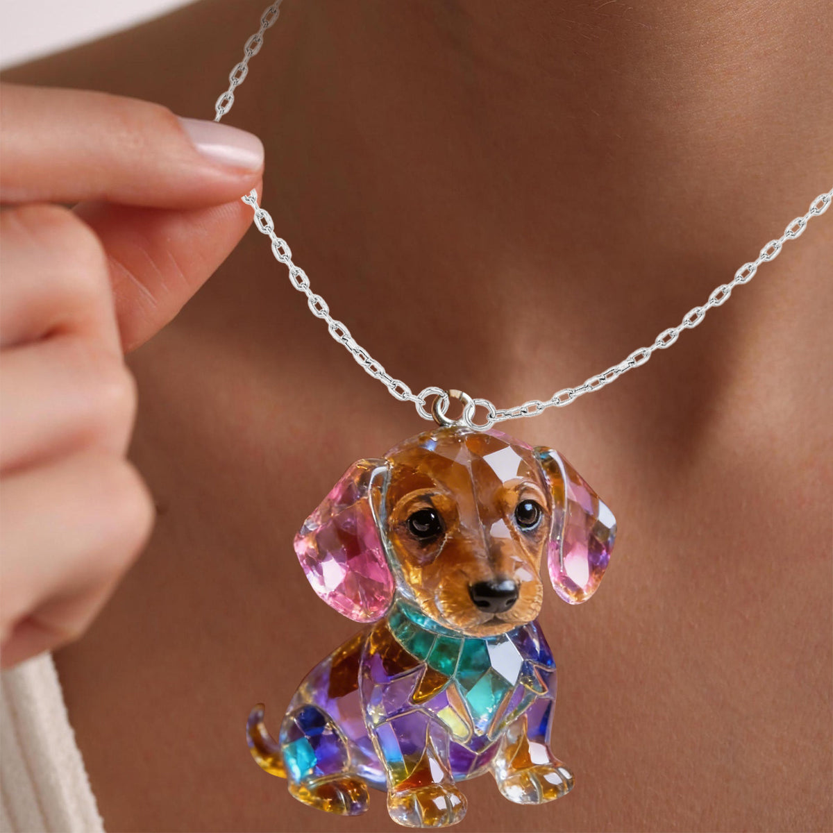 Custom Any Photo - Personalized Dog Shaped Acrylic Pendant Necklace