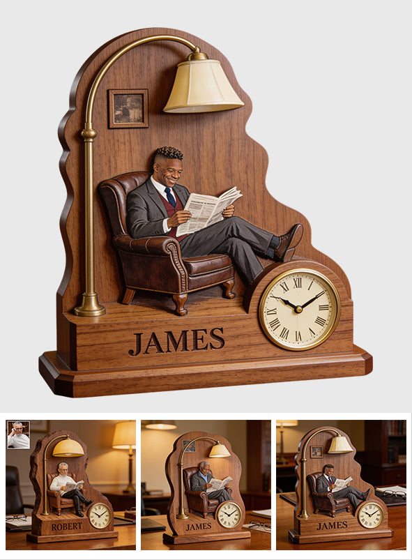 Any Photo - Gift For Him - Personalized Luxury Desk Clock Plaque