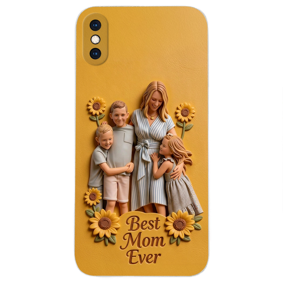 Best Mom Ever - Personalized Mother 3D Embossed Leather Phone Case