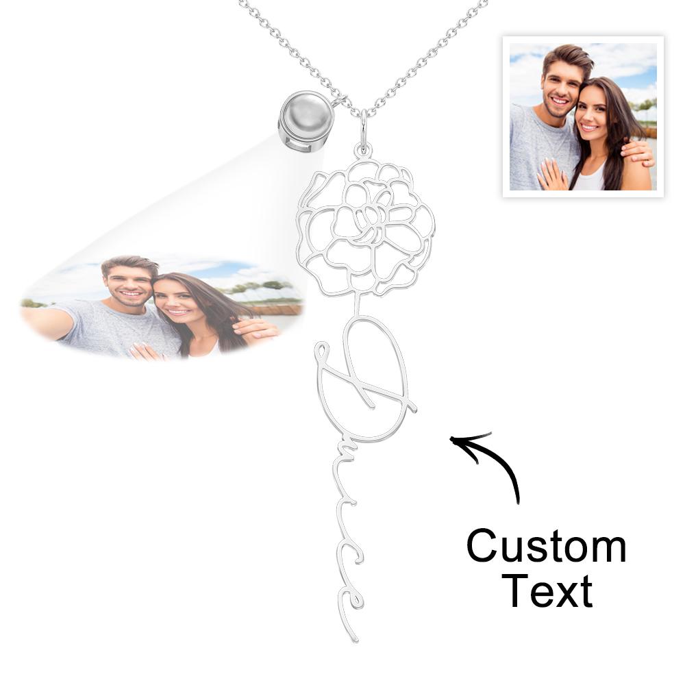 Birth Flower Photo Projection Charm - gift for anyone, who lost a loved one - Personalized Birth Flower Photo Projection Charm
