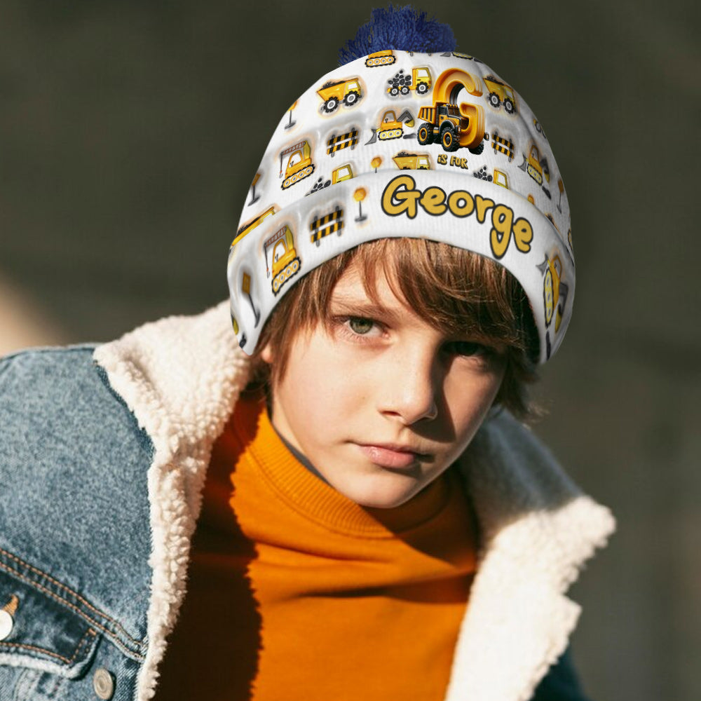 Construction Alphabet Letter - Personalized Kid Beanie Hat