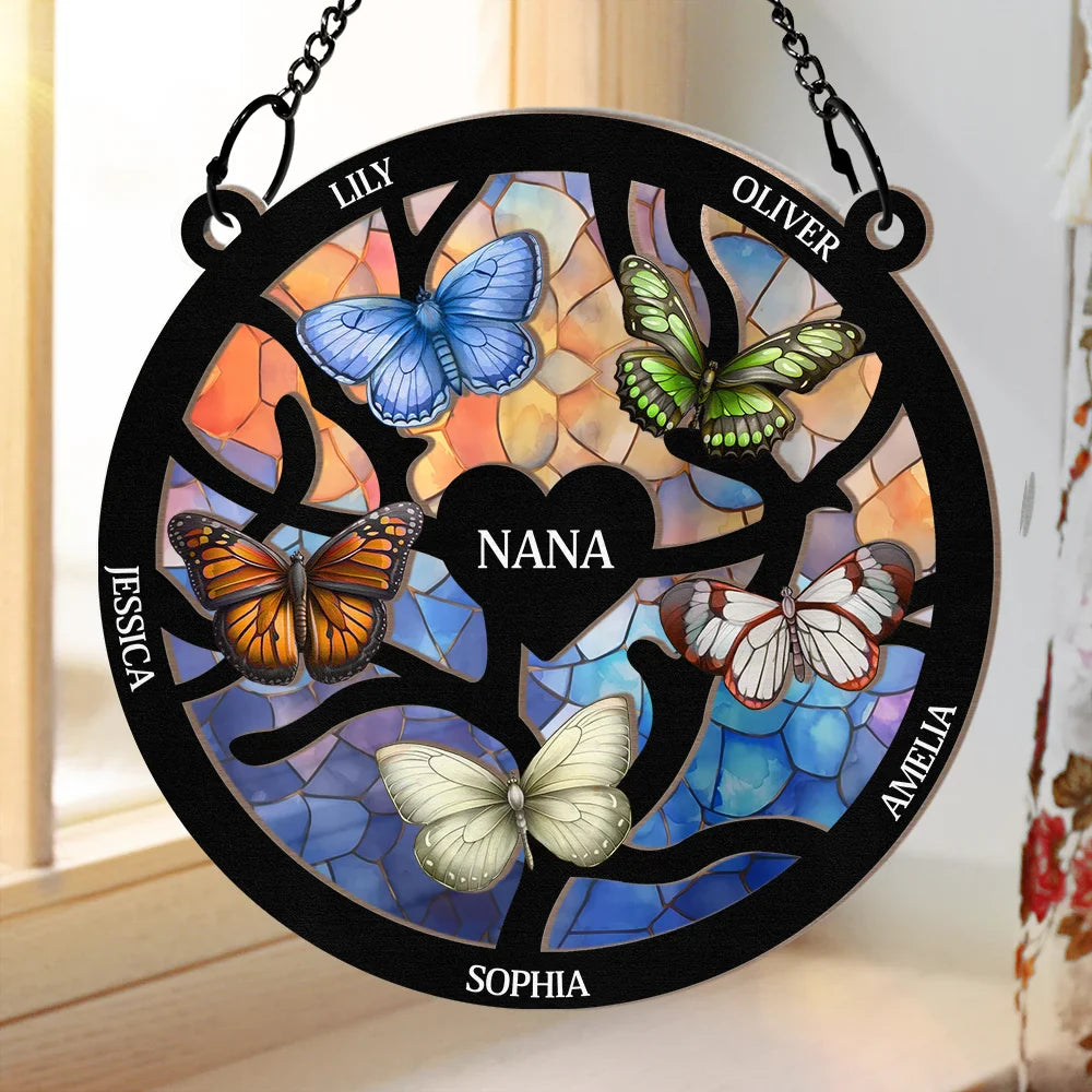 Butterfly-Themed Family Tree Ornament – Perfect Gift for Personalized Meaning