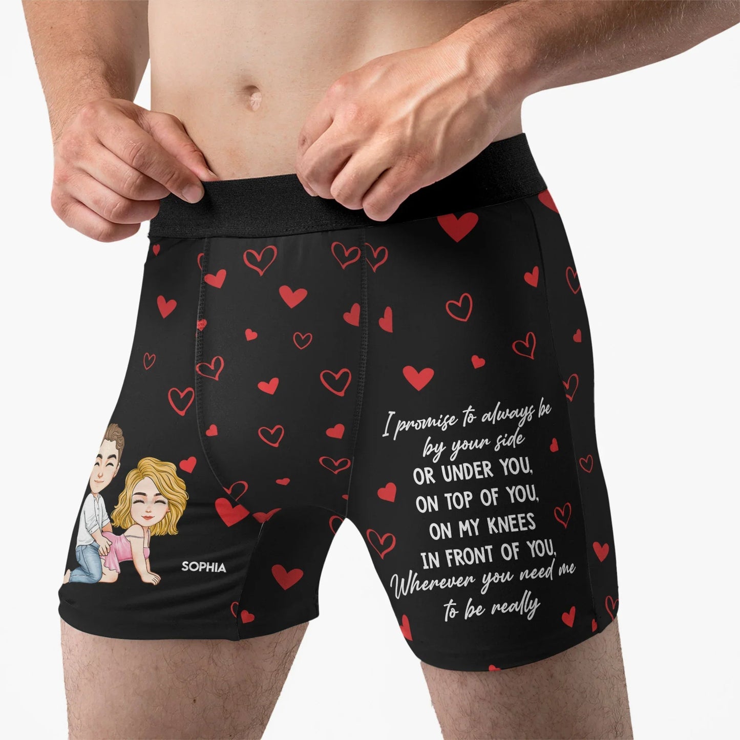 I Promise To Always Be By Your Side Quote Personalized Men's Boxer Briefs - Playful Couple Gift for Date Nights