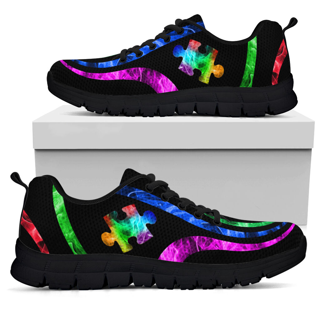 Smokey Rainbow Puzzle Autism Awareness Sneakers 0622