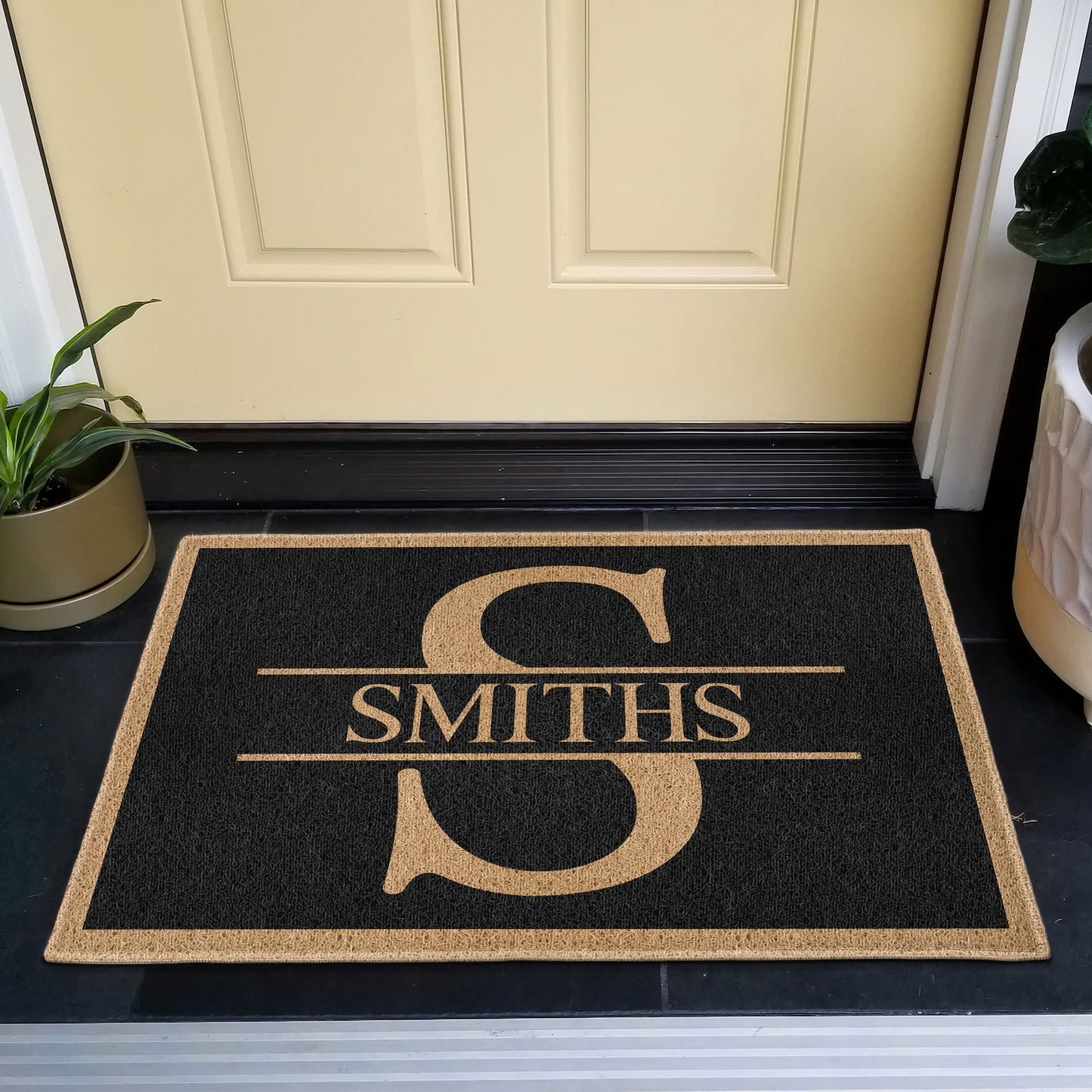 Personalized Monogram Standard Doormat with Family Name for Front Porch Entryway, Unique Housewarming Gift