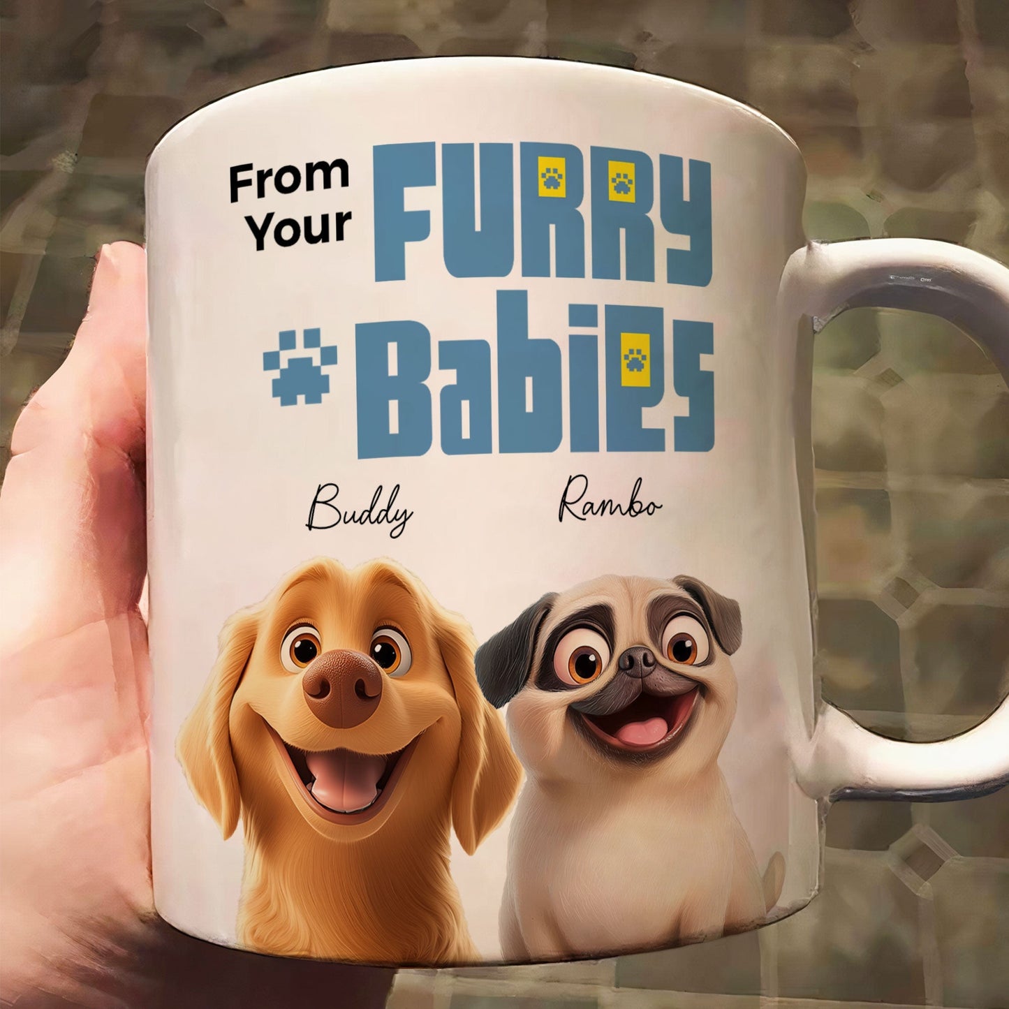 From Your Furry Babies With Love – Creative White Ceramic Mug for Mother's Day, Birthdays, and Cozy Family Moments