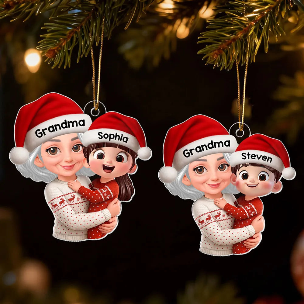 Personalized Christmas Ornament - Grandma & Grandchild Hug