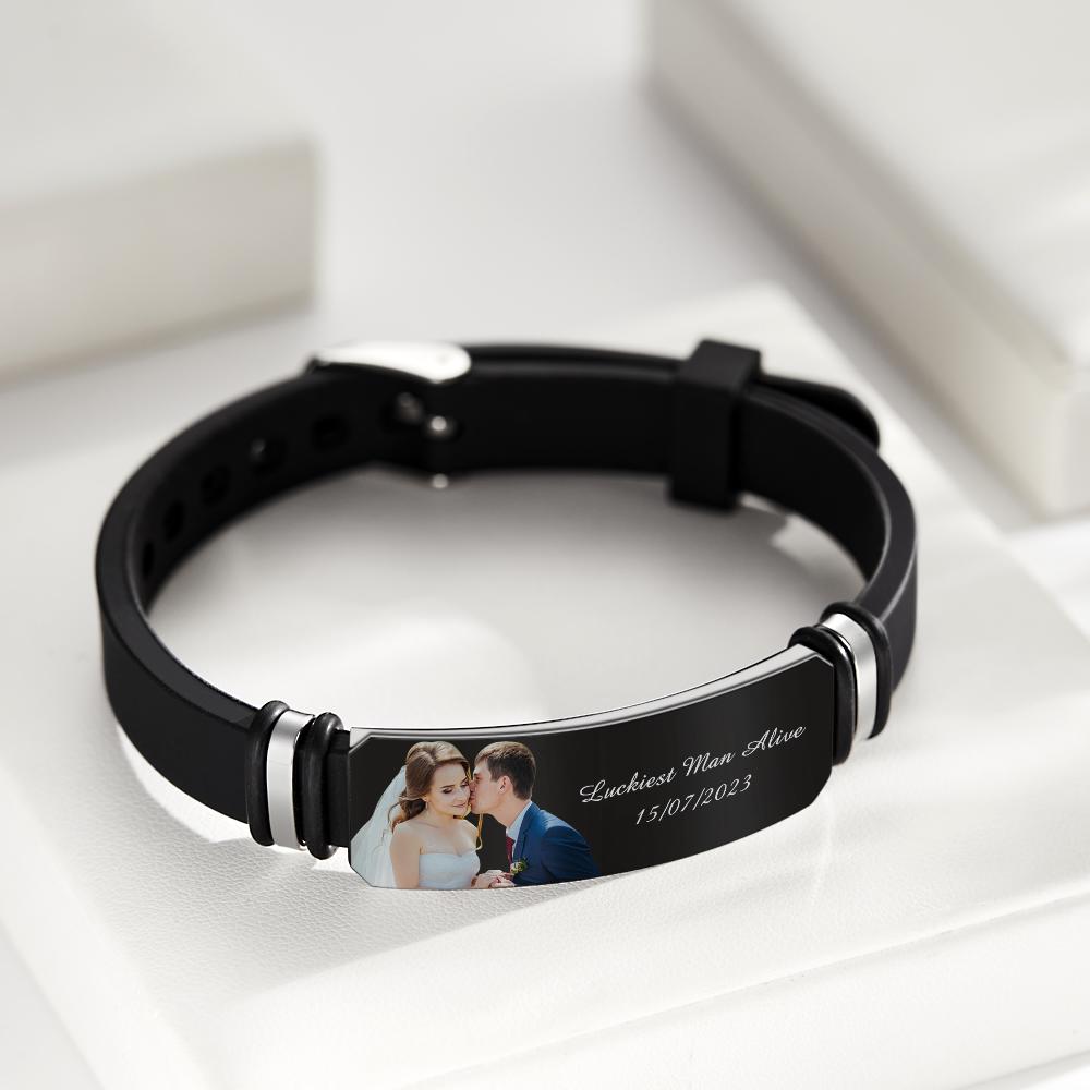Any Photo And Message - Personalized Photo Engraved Bracelet
