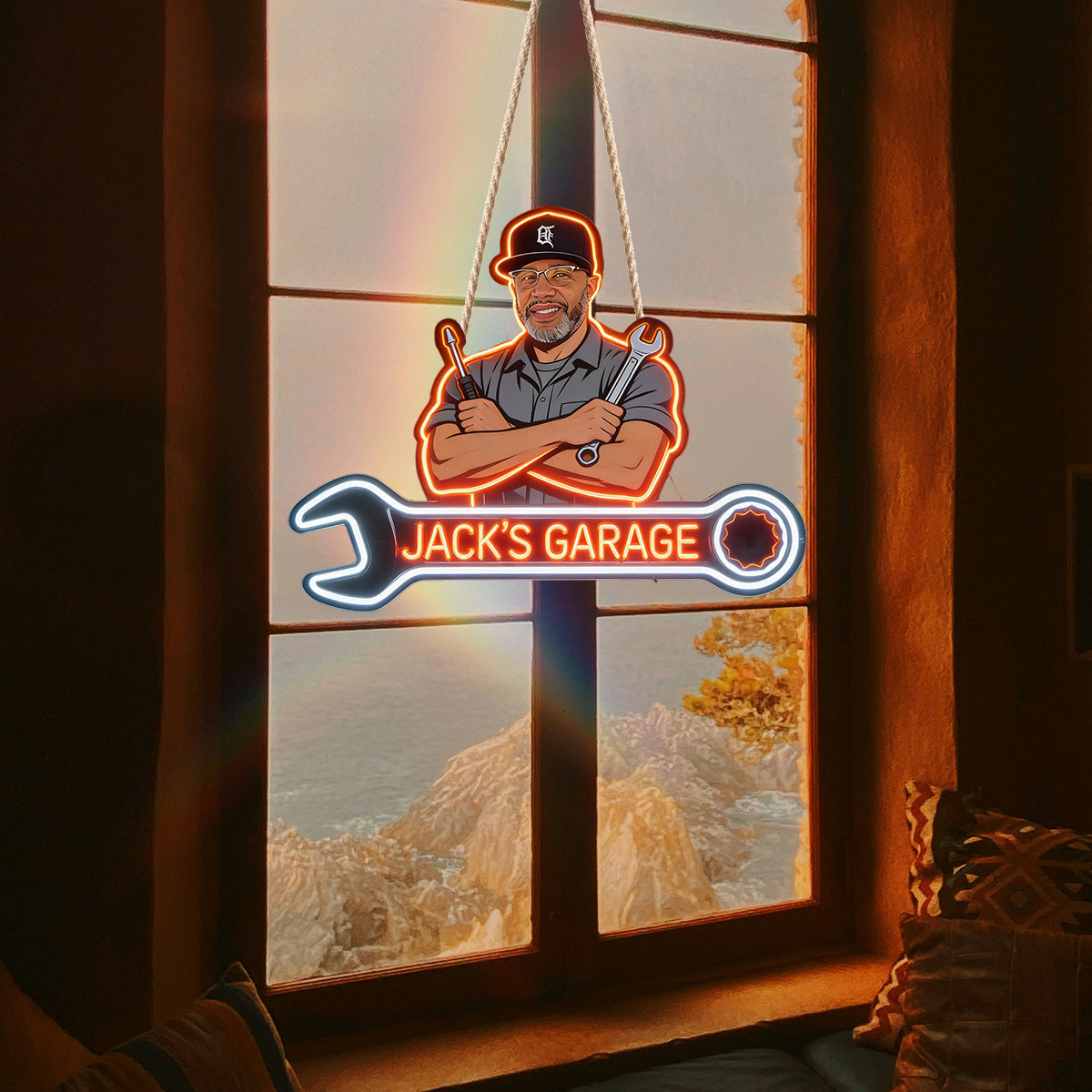 Gift For Him, Father's Day Gift - Personalized Garage LED Light Acrylic Sign