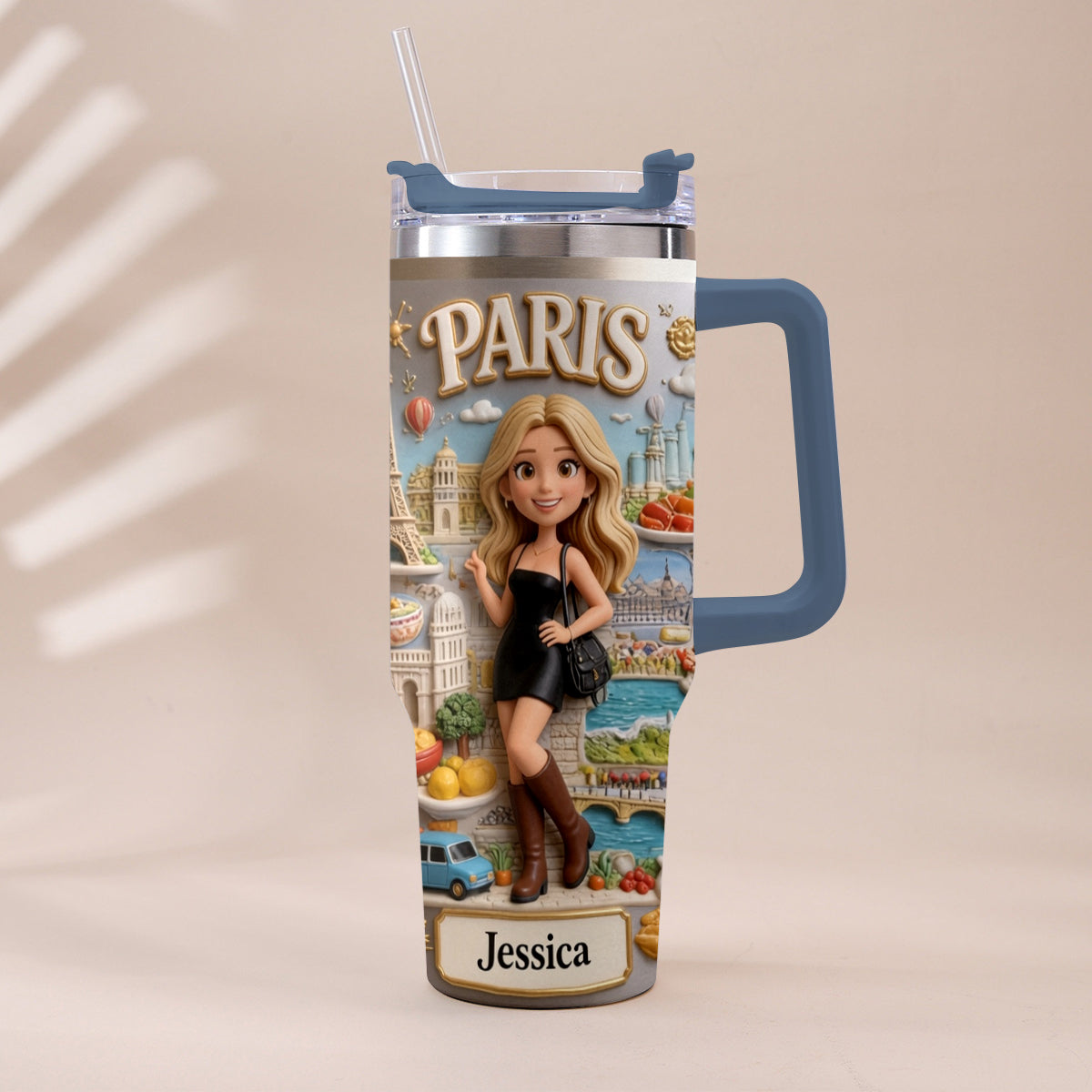 Just A Girl Who Loves Travelling - Personalized Travelling Tumbler With Handle