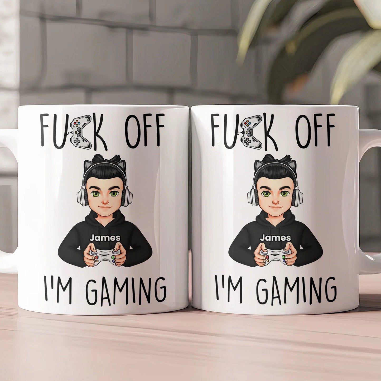 Mug with Custom Gamer Avatar, Do Not Disturb Theme, Fun & Cute Desk Coffee Cup, Unique Gift for Boyfriend or Coworker