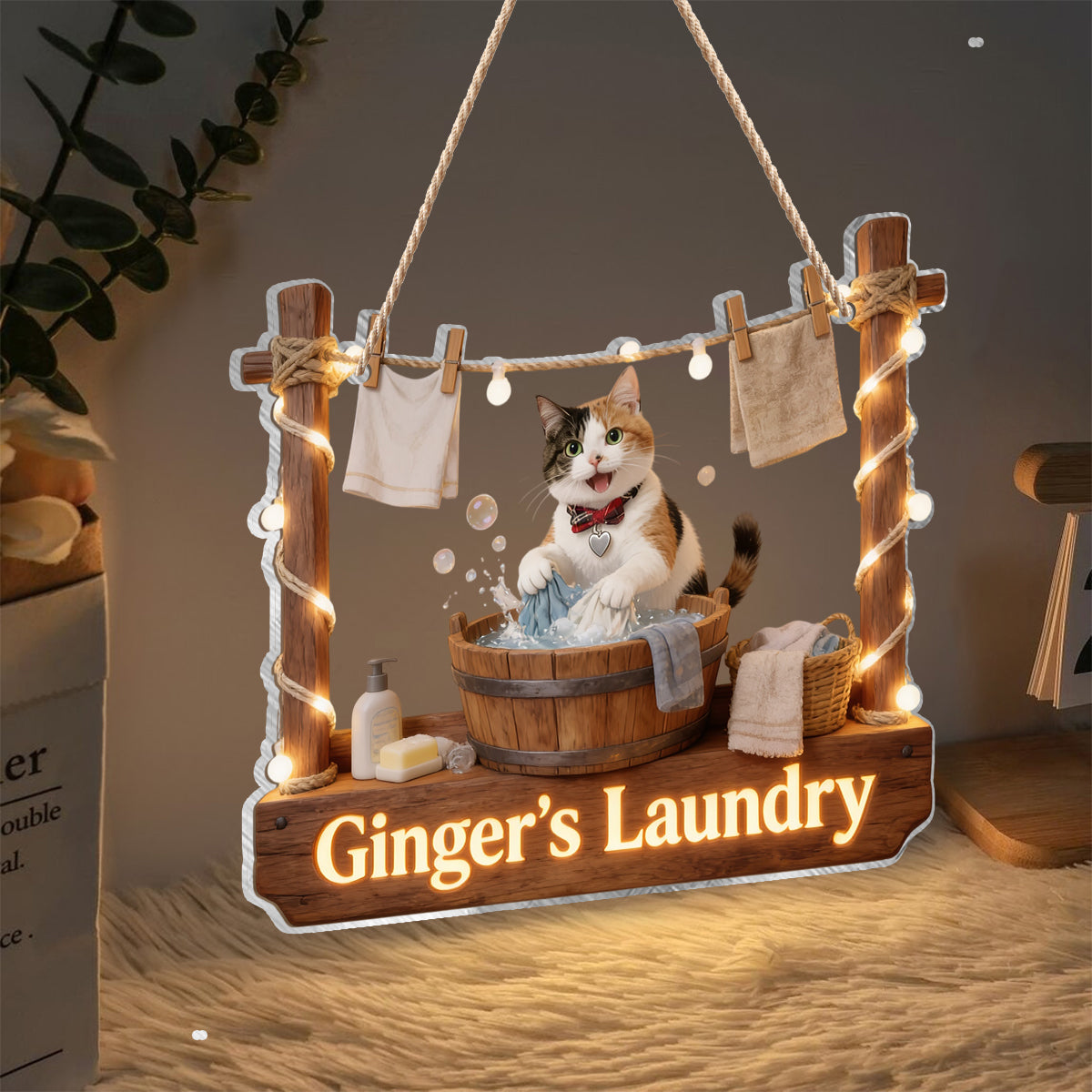 Laundry Boss - Personalized Cat LED Light Acrylic Sign