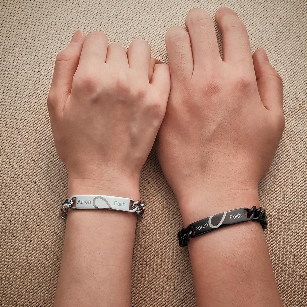 Any Names - Personalized Couple Engraved Couple Bracelet
