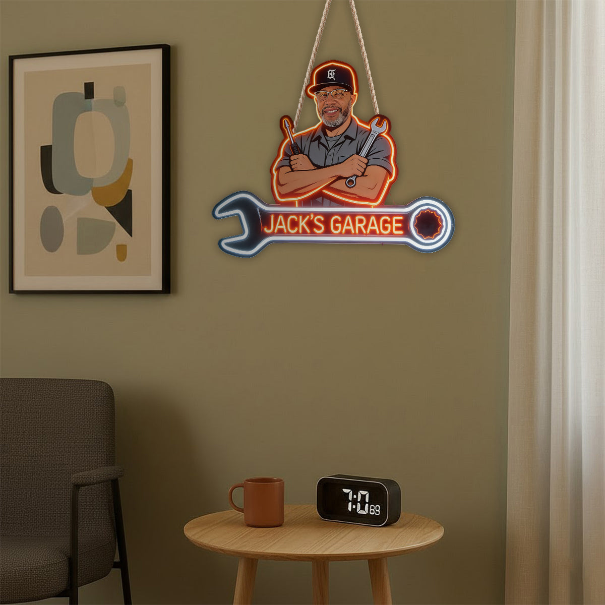Gift For Him, Father's Day Gift - Personalized Garage LED Light Acrylic Sign