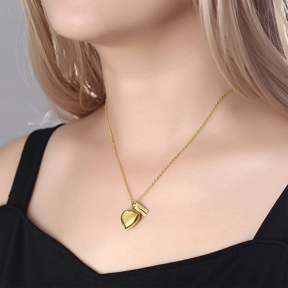 Any Photto - Personalized Couple Heart Photo Locket Necklace