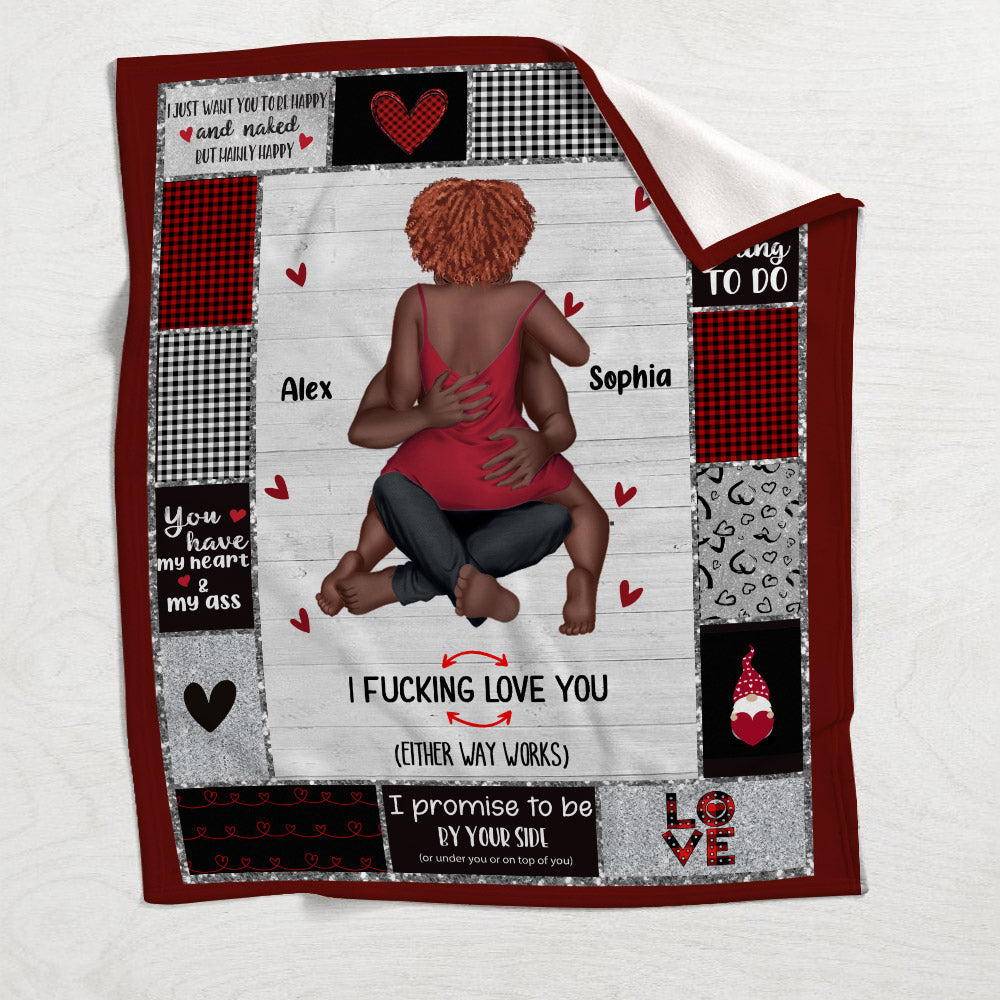 I Love You - Personalized African American Blanket