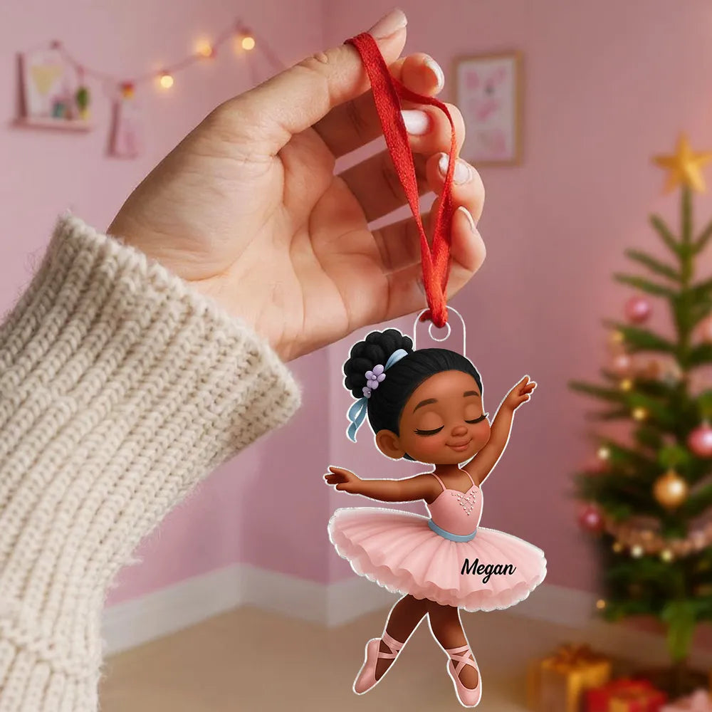 Graceful Ballerina Acrylic Ornament – Soft Pink Dancer Design Adds Festive Charm, A Perfect Gift for Little Girls