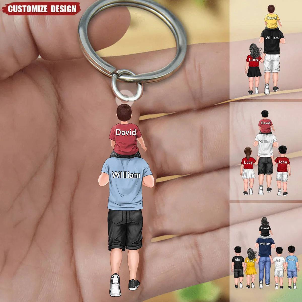 Personalized Dad/Grandpa/Mom/Nana With Kids Acrylic Keychain