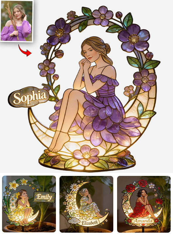 Custom From Photo - Personalized Birth Month Flower Garden Solar Light