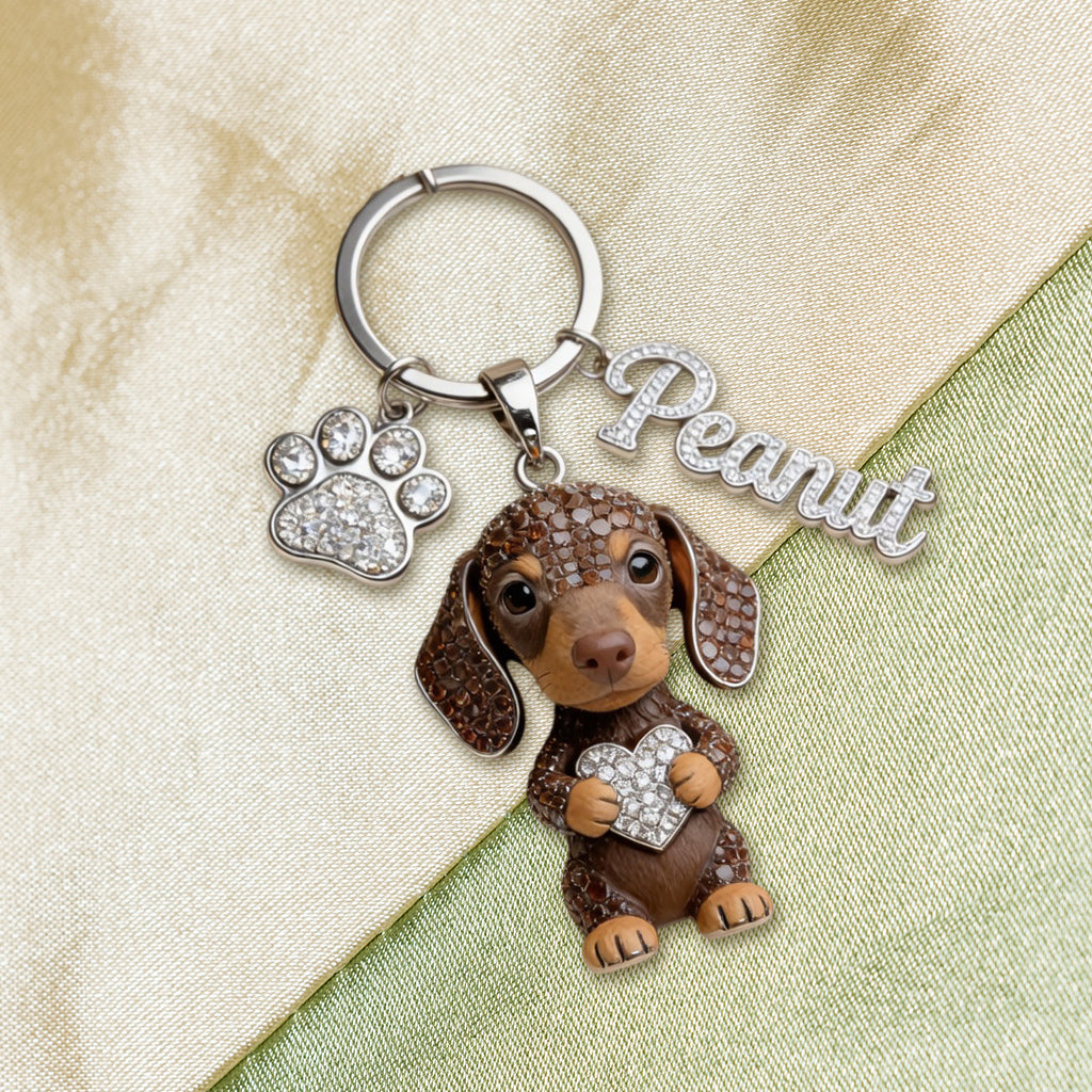 I Love My Dogs - Personalized Dog Premium Keychain With Charms