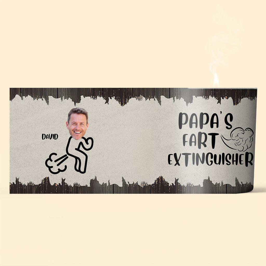 Fart Extinguisher - Gift for dad, grandma, grandpa, mom, uncle, aunt, son, daughter, brother, sister, granddaughter, grandson, husband, wife, boyfriend, girlfriend, friend - Personalized Candle With Wooden Lid