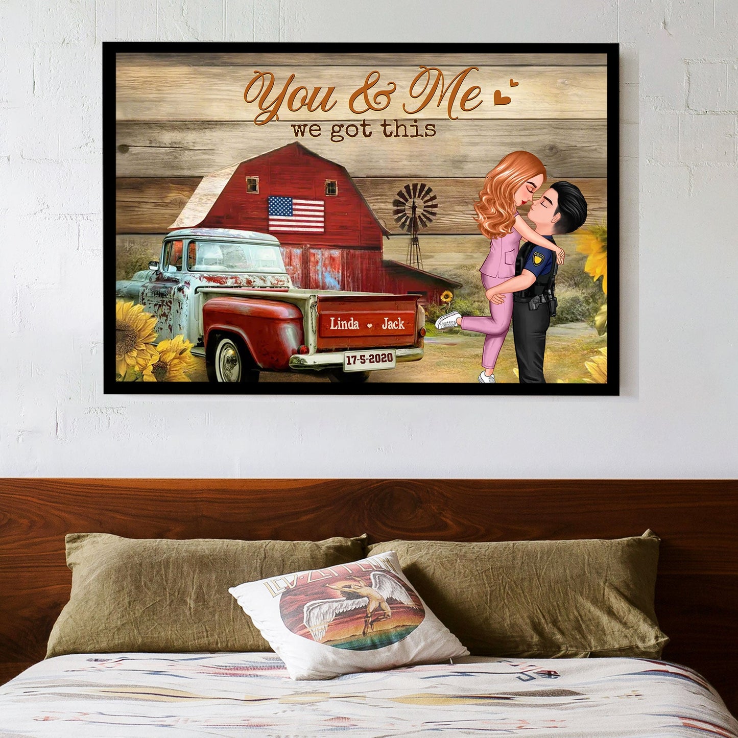 You & Me Rustic Vintage Truck Themed Couple Poster, Romantic Gift for Anniversaries