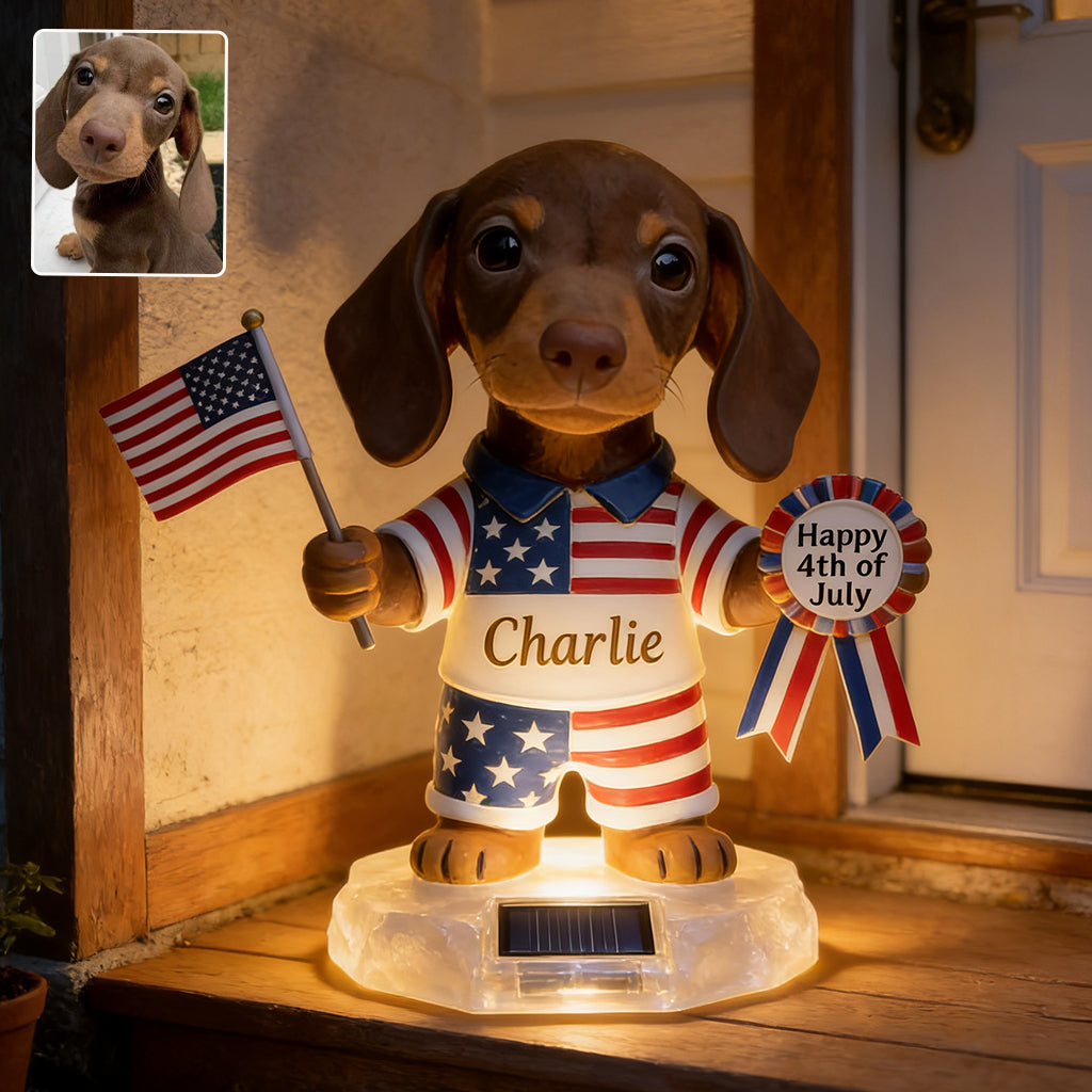 Happy 4th Of July - Personalized Dog Solar Acrylic Light